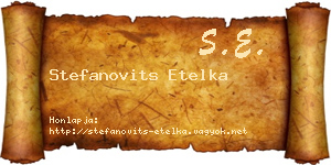 Stefanovits Etelka névjegykártya